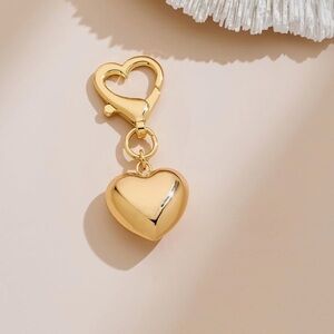 Gold Heart purse Charm clip on accessory